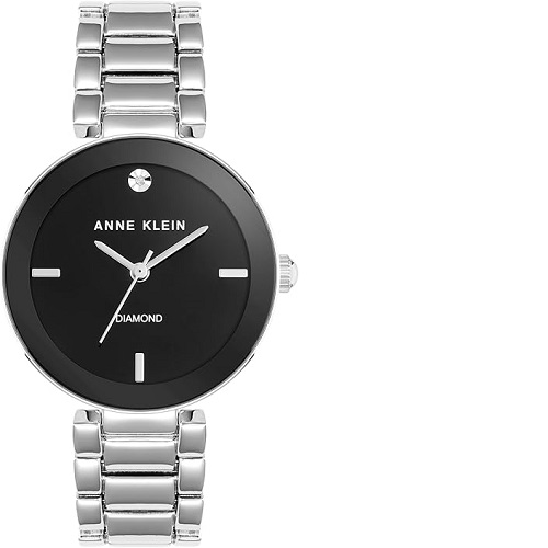 Anne Klein AK/2755BKSV Women’s Diamond-Accented Silver-Tone Bracelet Small Watch - deluxe.com.ng