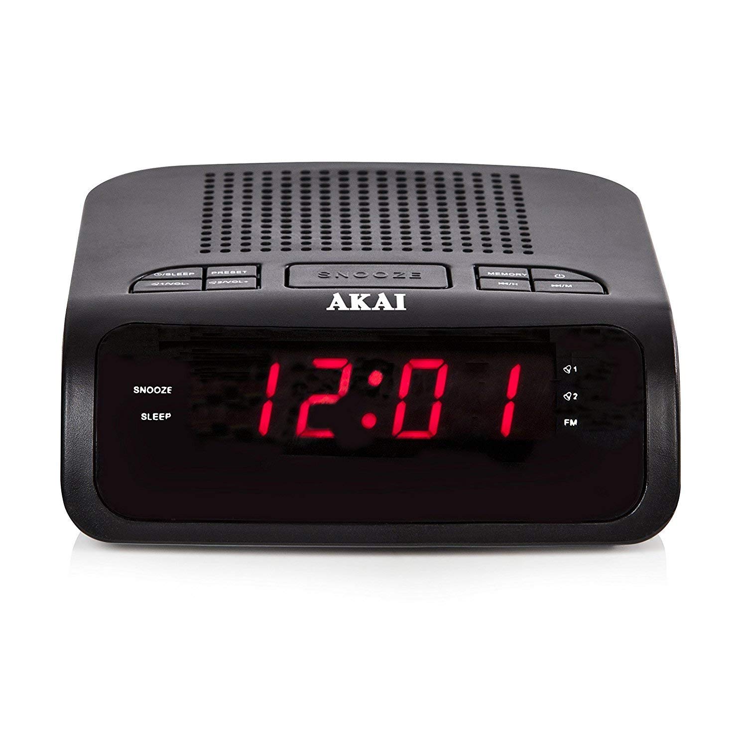 AKAI AM / FM Bluetooth Alarm Clock Radio - Black-deluxe.com.ng