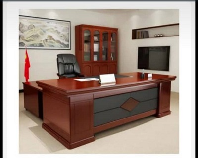 DARK BROWN EXECUTIVE OFFICE TABLE WITH EXTENSION (OFU)