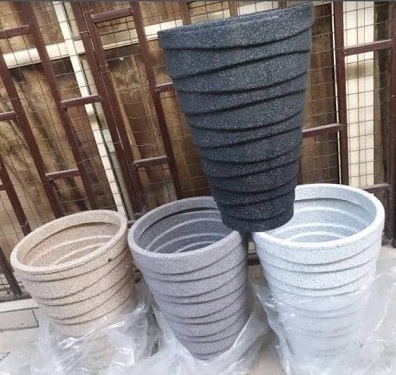 BLACK, LIGHT BROWN, GREY AND WHITE V-SHAPED FLOWER POTS WITHOUT FLOWER (PEGLO) - DELUXE.COM.NG