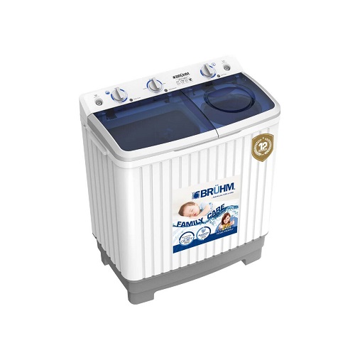 Bruhm 8Kg Twin Tub Semi-Automatic Washing Machine | BWT-080H - deluxe.com.ng