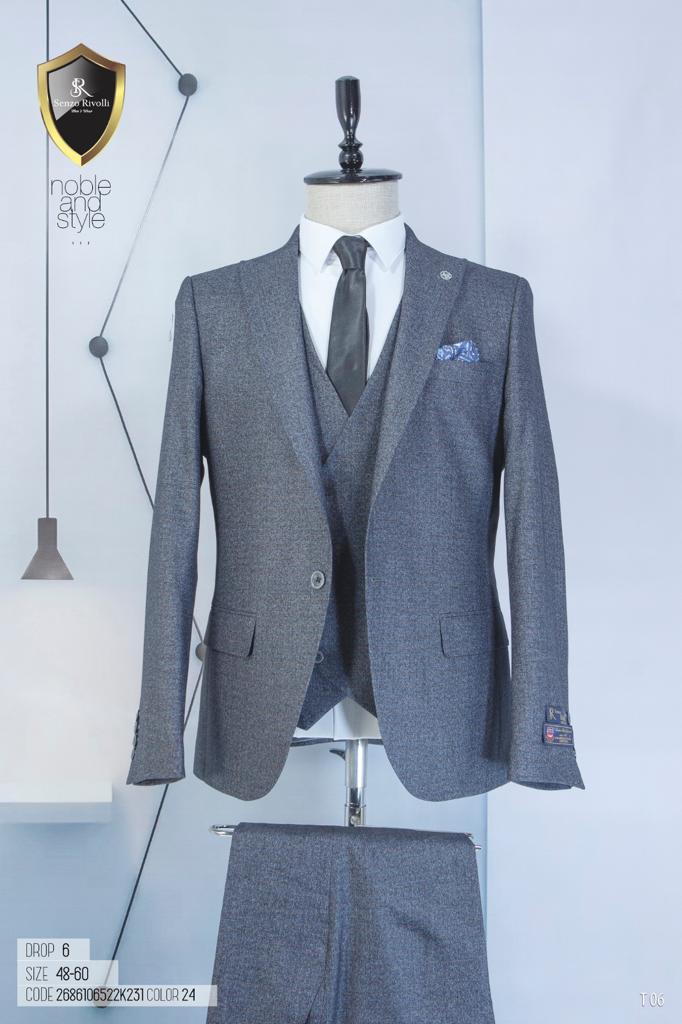 EXECUTIVE LIGHT AND DARK GREY 3 PIECE TURKEY CHECKER SUIT-deluxe.com.ng