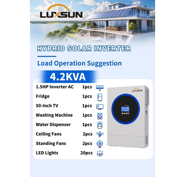 Luxsun 4.2KVA 24V Hybrid Solar Inverter – 100A MPPT Luxsun 4.2KVA 24V Hybrid Solar Inverter – 100A MPPT