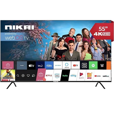 Nikai 55" Web os UHD Smart LED NIK55MEU4STN, Frameless, Ultra HDR, Dolby Audio, Smart Voice Control