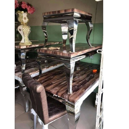 QUALITY DESIGNED BROWN CENTER TABLE WITH 6 CHAIRS - AVAILABLE (MOBIN)- deluxe.com.ng