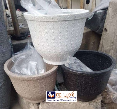 WHITE, LIGHT BROWN AND BLACK V-SHAPED STONE VERTICAL DESIGNED FLOWER POT (PEGLO) - DELUXE.COM.NG