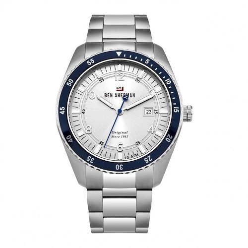 BEN SHERMAN WBS107BSM MEN'S THE RONNIE SPORTS SILVER BRACELET WATCH - deluxe.com.ng