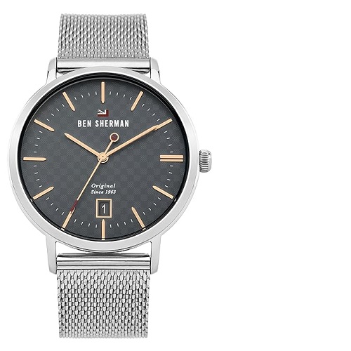 BEN SHERMAN WBS103ESM MEN'S THE DYLAN HERITAGE CHARCOAL DIAL MESH WATCH - deluxe.com.ng