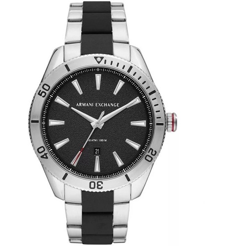 ARMANI EXCHANGE AX1824 MEN’S ENZO BLACK DIAL TWO-TONE BRACELET WATCH - deluxe.com.ng