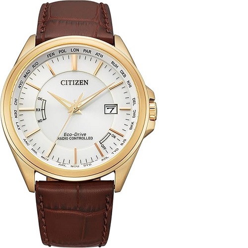 CITIZEN CB0253-19A ECO-DRIVE RADIO CONTROLLED BROWN LEATHER WATCH - deluxe.com.ng