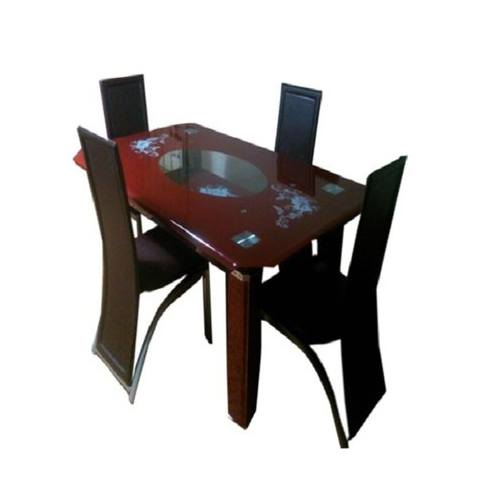 Dining Table with 4 Chairs (Brown) - deluxe.com.ng