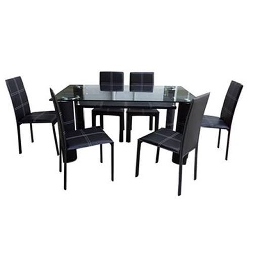 Dining Table with 6 Chairs (Black) - deluxe.com.ng