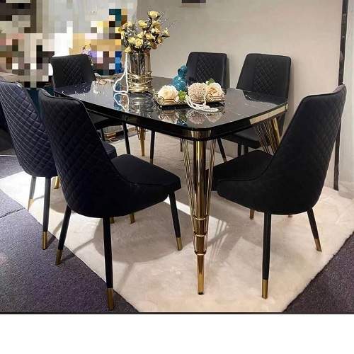 QUALITY DESIGNED BLACK DINING TABLE WITH 6 CHAIRS - AVAILABLE (CHILU) - deluxe.com.ng