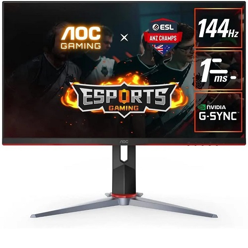 AOC 27G2 27″ Frameless Gaming IPS Monitor, FHD 1080P, 1ms 144Hz, NVIDIA G-SYNC Compatible + Adaptive-Sync, Height Adjustable, Black/Red (PW) - deluxe.com.ng