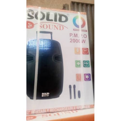 SOLID SOUND 12" RECHARGEABLE SPEAKER WITH BT, MIC & REMOTE SS1204 2000W - deluxe.com.ng