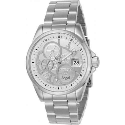 INVICTA 23567 WOMEN'S ANGEL QUARTZ 3 HAND SILVER DIAL LARGE WATCH