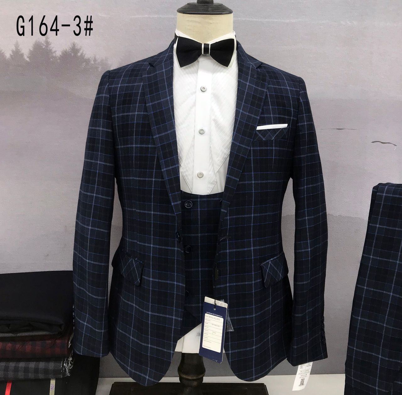 BLACK AND GRAY 3 PIECE CHECKERS SUIT WITH ONE BUTTON-deluxe.com.ng