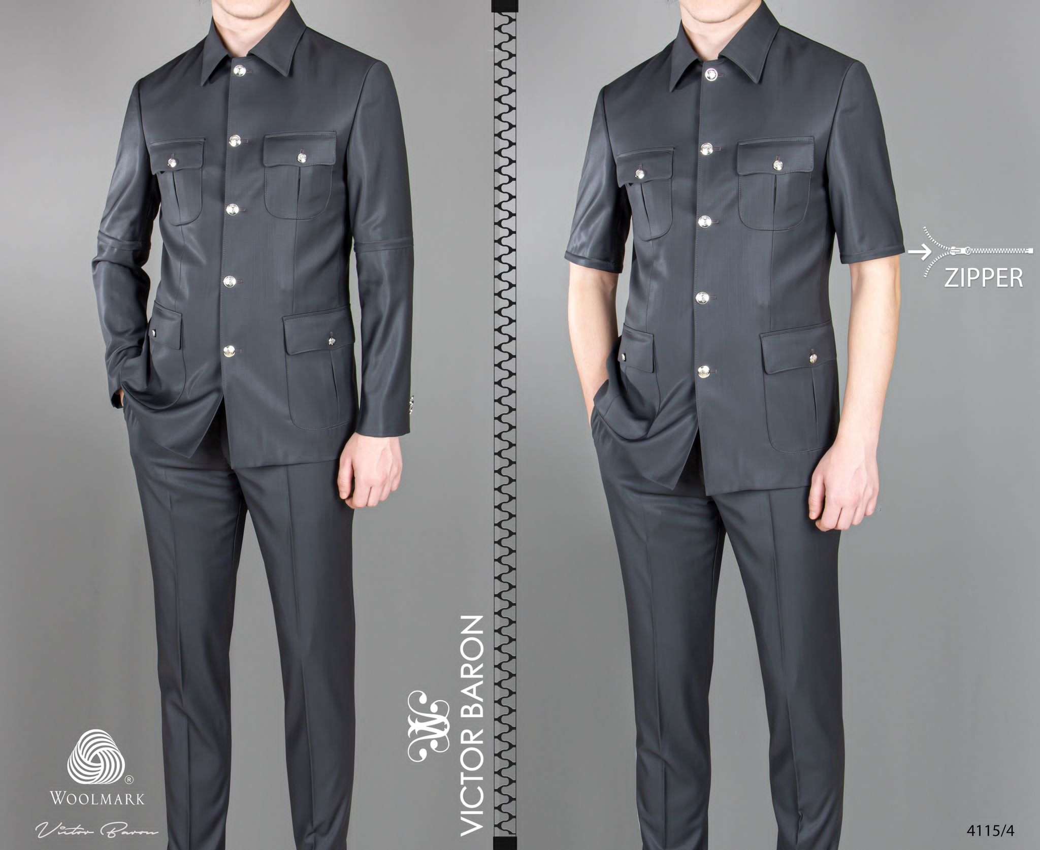 EXECUTIVE BLACK SUIT (short sleeve) WITH COLLAR AND GOLDEN BUTTON [SWNL]-deluxe.com.ng