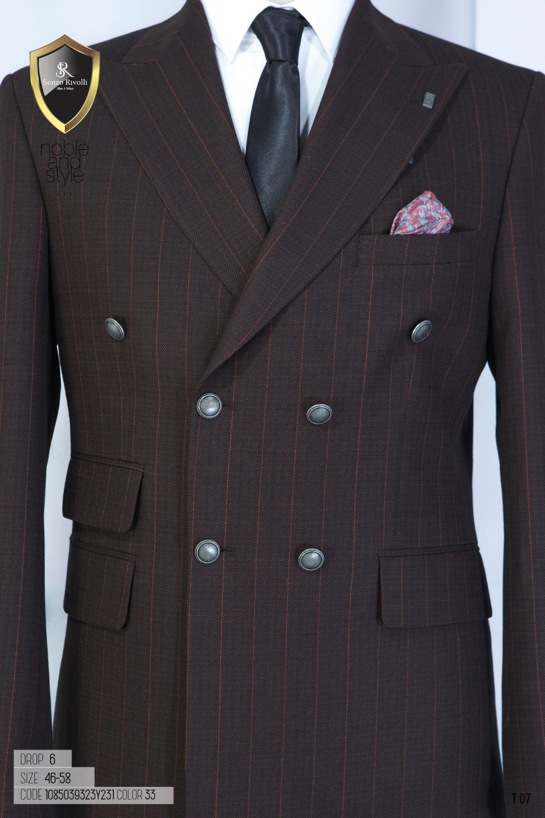EXECUTIVE COFFEE BROWN BREASTED TURKEY SUIT WITH GREY BUTTON