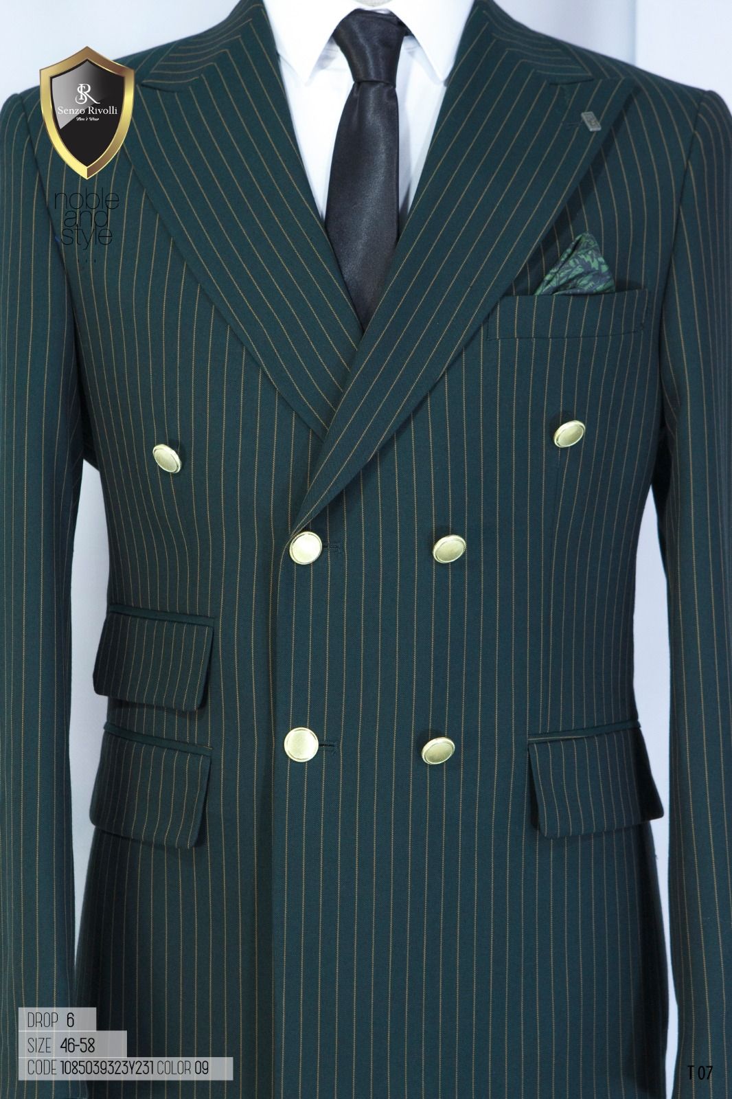 EXECUTIVE DARK GREEN AND LIGHT BROWNBREASTED TURKEY SUIT WITH GOLDEN BUTTON