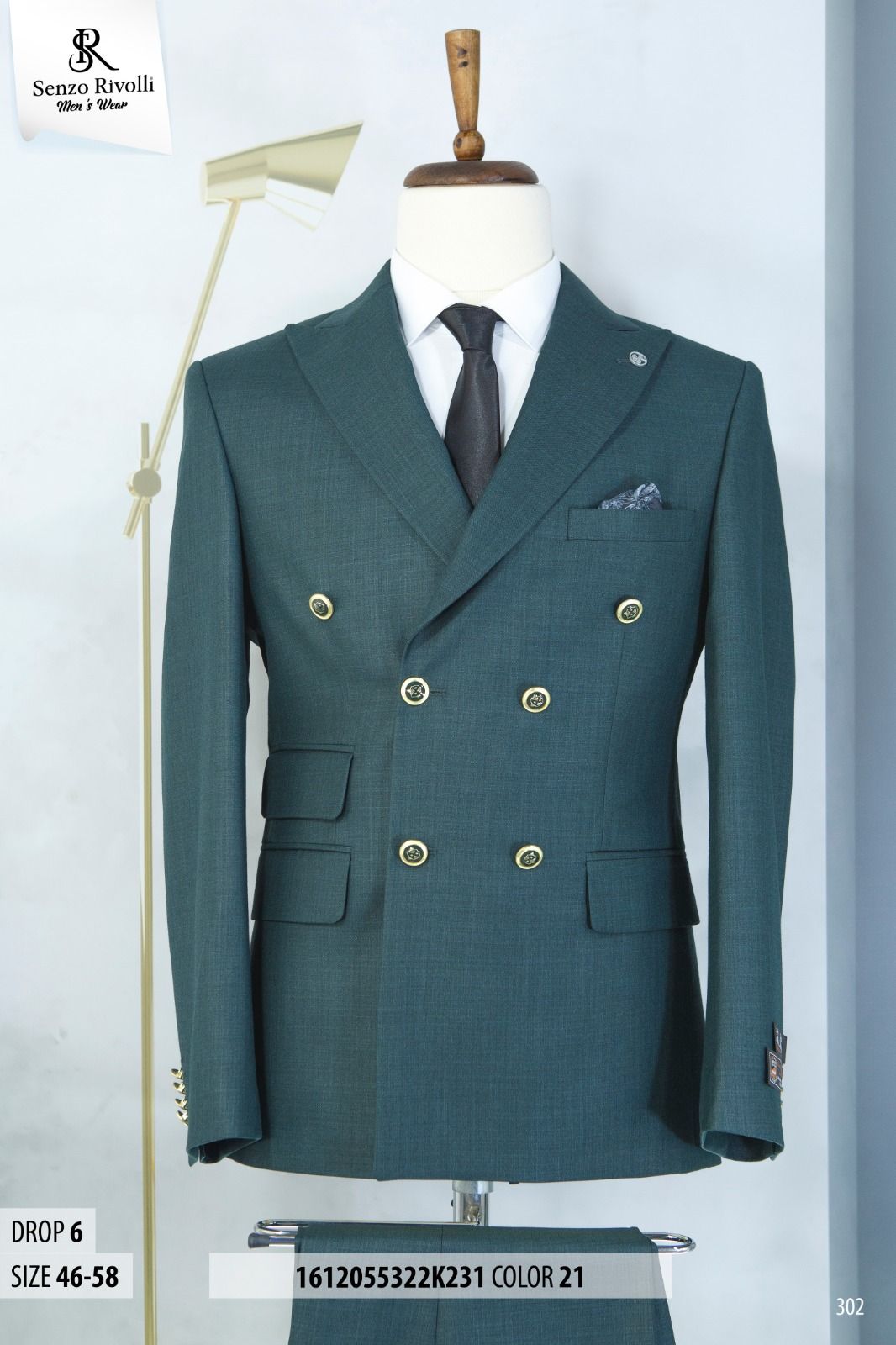 EXECUTIVE DARK GREEN BREASTED TURKEY SUIT WITH GOLDEN BUTTON-deluxe.com.ng