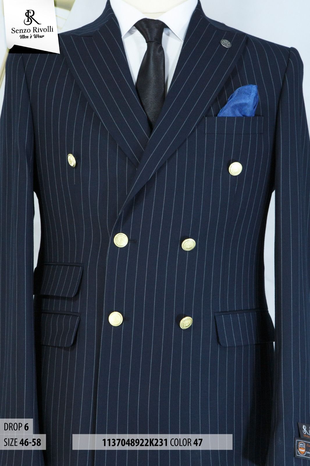 EXECUTIVE DARK GREY STRIPPED BREASTED TURKEY SUIT WITH GOLDEN BUTTON-deluxe.com.ng