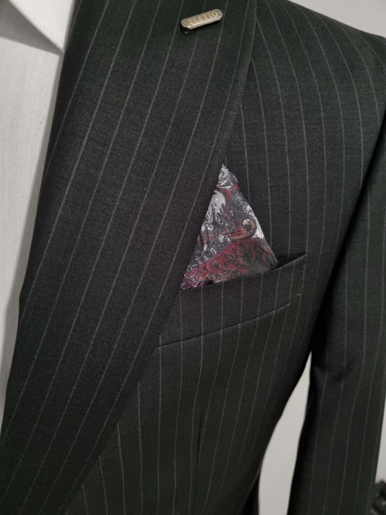 EXECUTIVE DARK GREY STRIPPED TURKEY SUIT WITH ONE BUTTON-deluxe.com.ng
