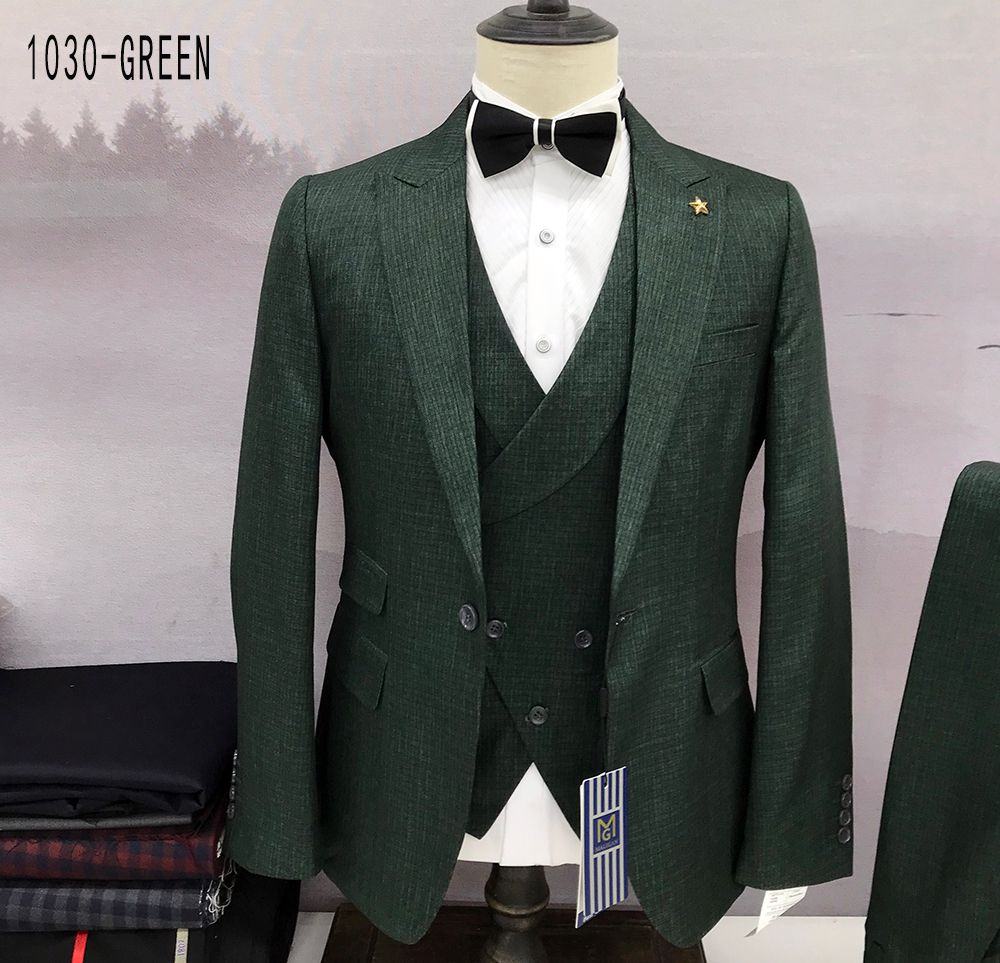 EXECUTIVE GREEN 3 PIECE TURKEY SUIT WITH ONE BUTTON-deluxe.com.ng