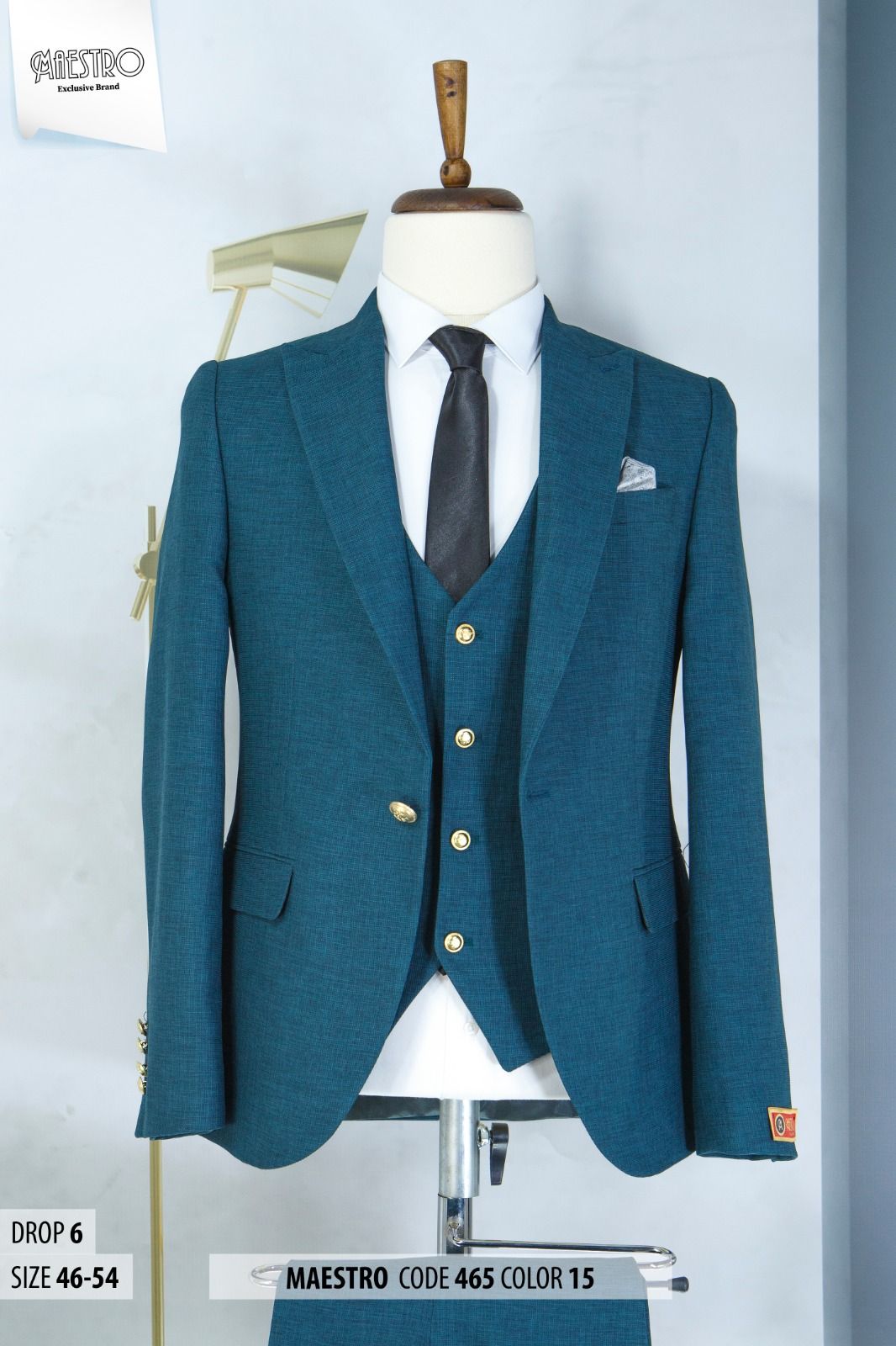 EXECUTIVE DARK GREEN CEREMONIAL SUIT WITH NAVY BLUE BUTTON [SWNL]