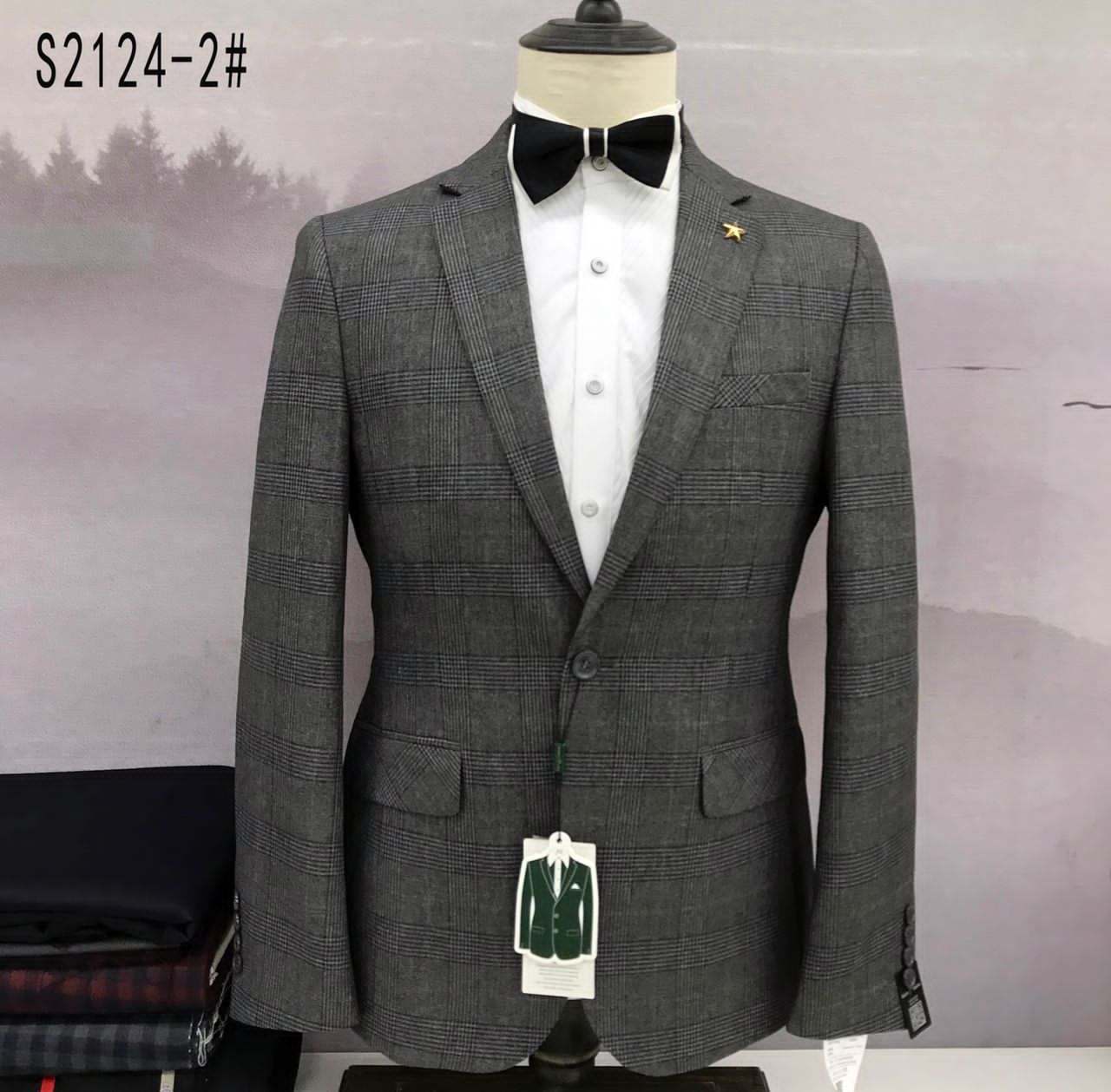 LIGHT GREY CHECKERS DESIGN BLAZER-deluxe.com.ng