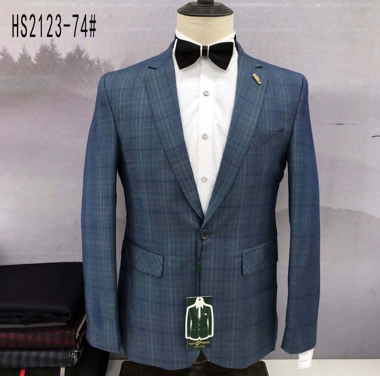 LIGHT GREY WITH BLUE STRIPPED BLAZER (SWNL)-deluxe.com.ng