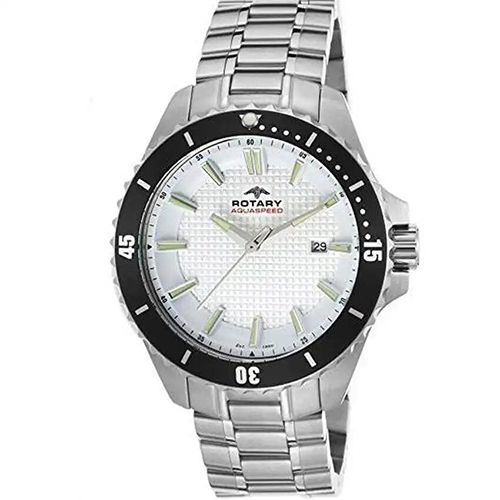 ROTARY AGB00293/06 MEN’S AQUASPEED STAINLESS STEEL WHITE TEXTURED DIAL WATCH