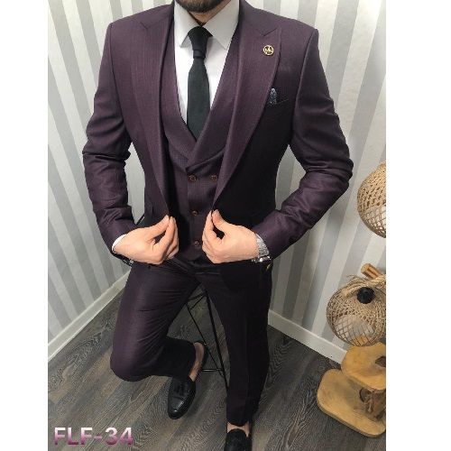 DARK PURPLE 3 PIECES SUIT WITH ONE BUTTON | AVAILABLE IN ALL SIZES (DEFAS) (N) - deluxe.com.ng