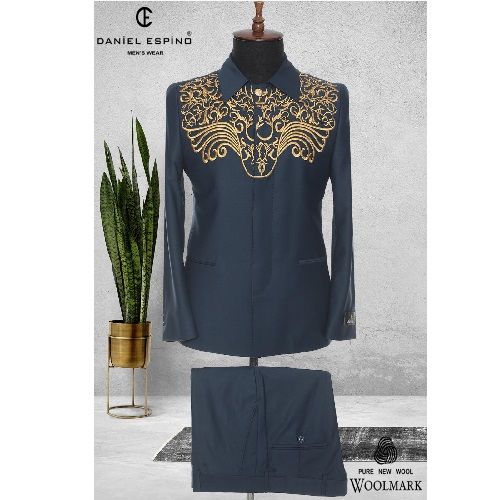 EXECUTIVE DARK GREY TURKEY SUIT WITH GOLDEN DESIGN | AVAILABLE IN ALL SIZES (DEFAS) (N)- deluxe.com.ng 