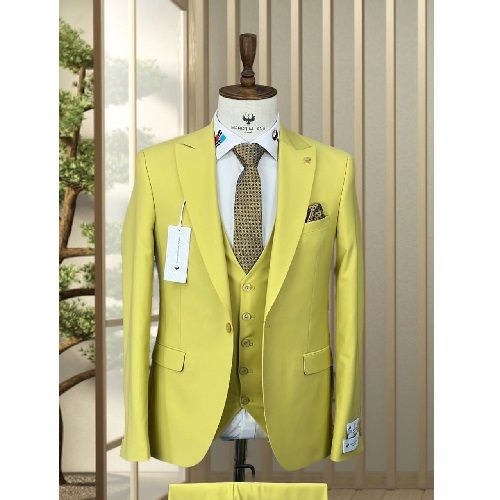 YELLOW TURKEY 3 PIECES SUIT WITH ONE BUTTON | AVAILABLE IN ALL SIZES (DEFAS) (N) - deluxe.com.ng