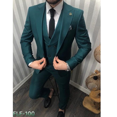 DARK GREEN 3 PIECES SUIT WITH ONE BUTTON  | AVAILABLE IN ALL SIZES (DEFAS) (N) - deluxe.com.ng