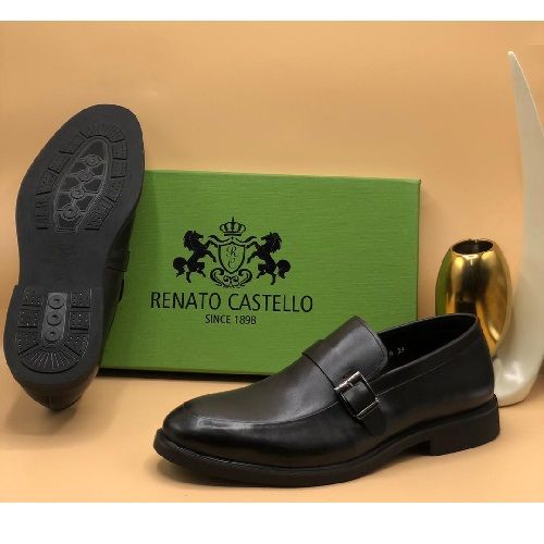 EXQUISITE BLACK CORPORATE | CASUAL LEATHER SHOE WITH SIDE BUCKLE | AVAILABLE IN ALL SIZES (OWOGLO) (N) - deluxe.com.ng