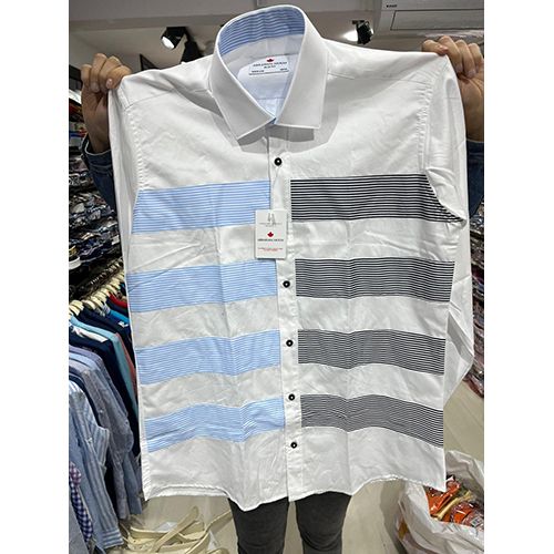  EXQUISITE WHITE, SKY BLUE AND GREY STRIPPED LONG SLEEVE SHIRT | AVAILABLE IN ALL SIZES (SWNL) (N) - deluxe.com.ng