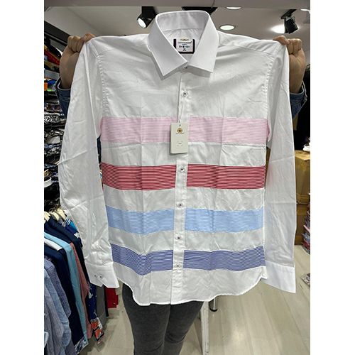  EXQUISITE WHITE SHIRT LONG SLEEVE WITH PINK, RED, SKY BLUE AND NAVY BLUE STRIPPED SHIRT | AVAILABLE IN ALL SIZES (SWNL) (N) | AVAILABLE IN ALL SIZES (SWNL) (N) - deluxe.com.ng