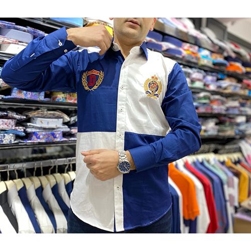 EXQUISITE WHITE AND BLUE DESIGNER'S LONG SLEEVE SHIRT | AVAILABLE IN ALL SIZES (SWNL) (N) - deluxe.com.ng