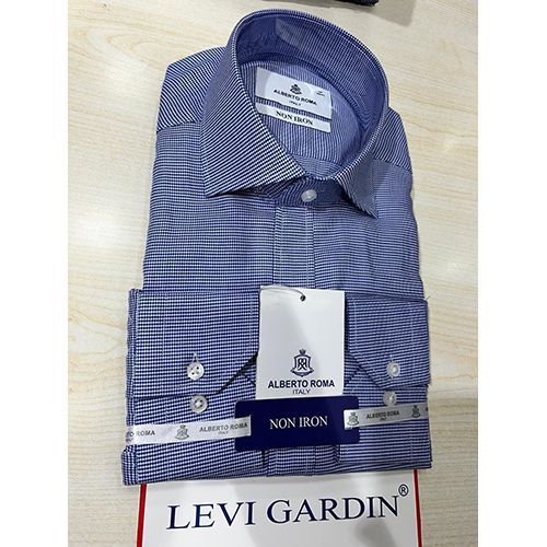 LEVI GARDIN EXQUISITE WHITE AND NAVY BLUE CHECKERS LONG SLEEVE STRIPES SHIRT | AVAILABLE IN ALL SIZES (SWNL) (N) - deluxe.com.ng