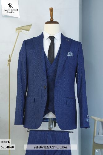   EXQUISITE BLUE THREE PIECES TURKEY SUIT WITH ONE BUTTON | AVAILABLE IN ALL SIZES (SWNL) (N) - deluxe.com.ng