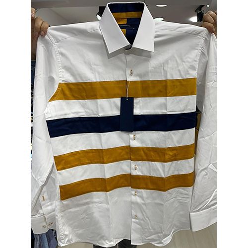  EXQUISITE WHITE, BROWN AND BLACK STRIPPED LONG SLEEVE SHIRT | AVAILABLE IN ALL SIZES (SWNL) (N) - deluxe.com.ng