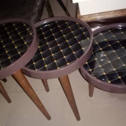 3 PCS OF ROUND BROWN SIDE STOOLS (1530)