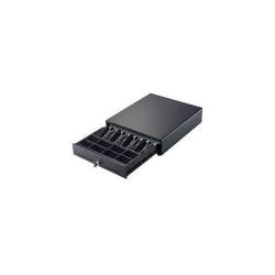 Mini Cash Register Drawer |13” for Point of Sale (POS) System with Fully Removable 2 Tier Cash Tray, 4 Bill/5 Coin, 24V, RJ11/RJ12 Key-Lock, Double Media Slot, Small Square Money Drawer, Black - Deluxe.com.ng