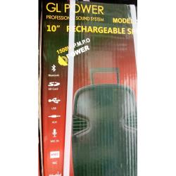 GL POWER 10 Inches TROLLEY BT RECHARGEABLE USB SPEAKER 1500W - deluxe.com.ng