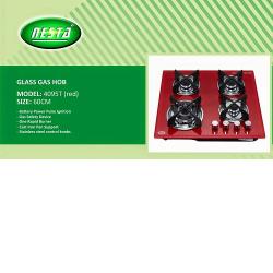 NESTA GLASS GAS HOB RED-deluxe.com.ng
