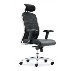 BLACK OFFICE CHAIR WITH HEAD REST AND UPRIGHT ARMS (JOFU)