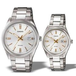 CASIO HIS N HER’S ENTICER SILVER DIAL SMALL WATCH- deluxe.com.ng