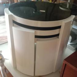 CREAM & BLACK TOP (GLASS) CENTER TABLE (1530)